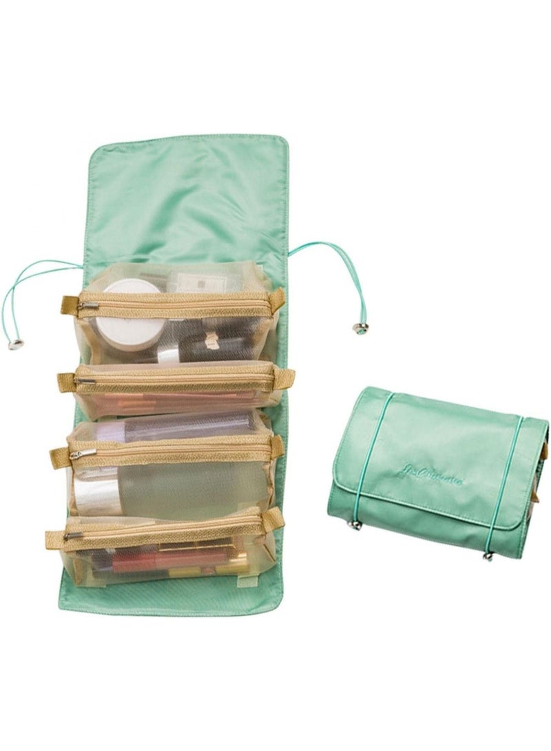 Detachable Mesh Cosmetic Bag Portable Large Capacity 4 in 1 Portable Folding Travel Cosmetic Storage Toiletry Bag - Image 2